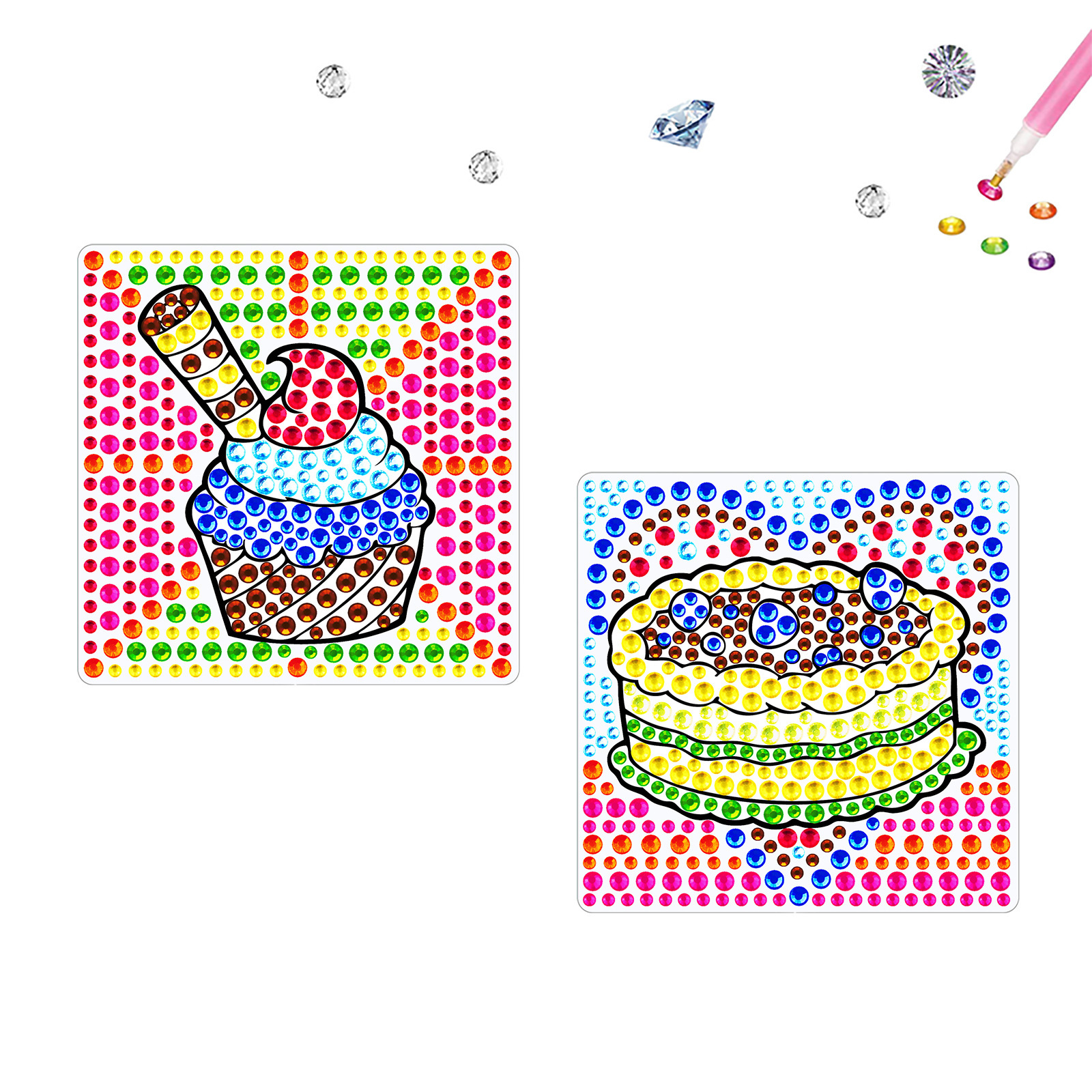 Venta caliente de dibujos animados pastel diamante pintura libre pegatinas DIY ladrillo pintura hecha a mano pegatinas ventana cristal brillante diamante caliente venta