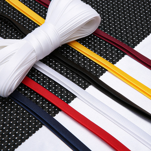 Cheongsam hemming strip 1cm satin solid color four-fold no-iron piping strip Hanfu Chinese clothing collar edge ribbon