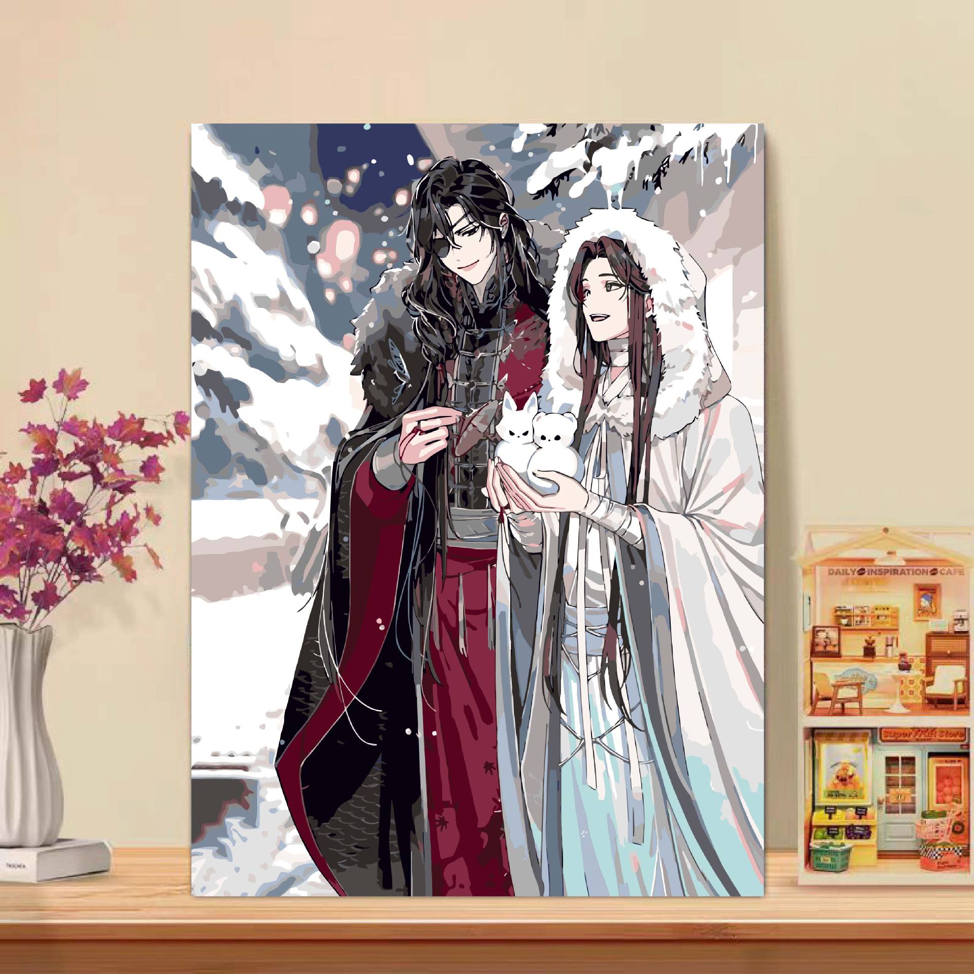 Pintura al óleo digital de alto nivel del gobierno celestial bendijo a Junwu diy aburrido dibujo a mano acrílico pintado a mano pintura colgante de descompresión