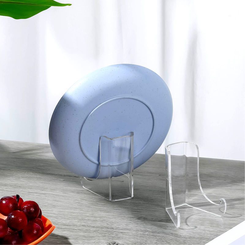Plato acrílico en stock soporte de exhibición de pastel de té transparente marco de arte pequeño soporte de disco de cerámica