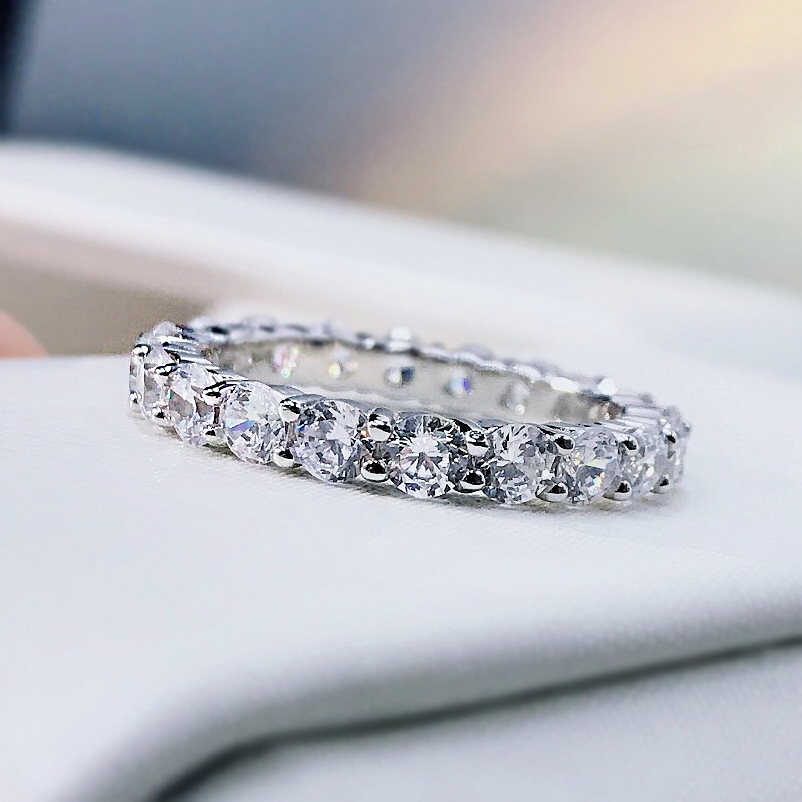 Daily Occasion 925 Sterling Silver Material 925 Sterling Silver Zircon Round Rings