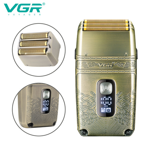 VGR335 cross-border reciprocating three-head shaver whitening shaving rechargeable men's IPX6 washable shaver