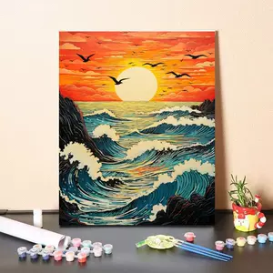 DIY цифровая картина маслом природные пейзажи вода и небо один цвет внешняя торговля Amazon оптовая трансграничная дропшиппинг независимая станция