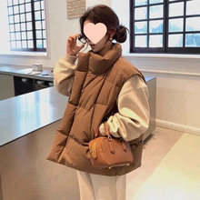 加厚马甲女2025春夏新短款立领白鸭绒韩版面包服背心宽松马夹