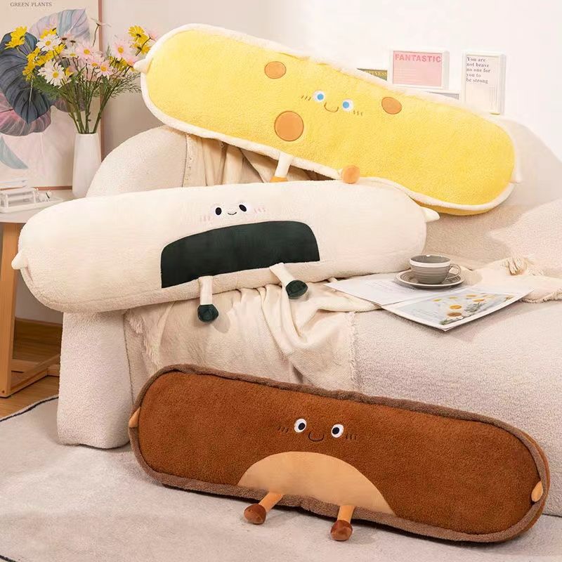 새로운 귀여운 긴 베개 침실 기숙사 등받이 침구 침대 클립 다리 슬리핑 쿠션 베개 이동식 및 세척 가능