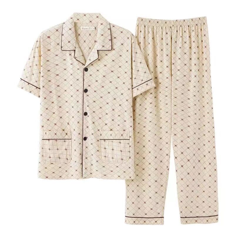 Pijamas de verano de los hombres 100% algodón pantalones de manga corta de verano Delgado homewear más traje de tamaño