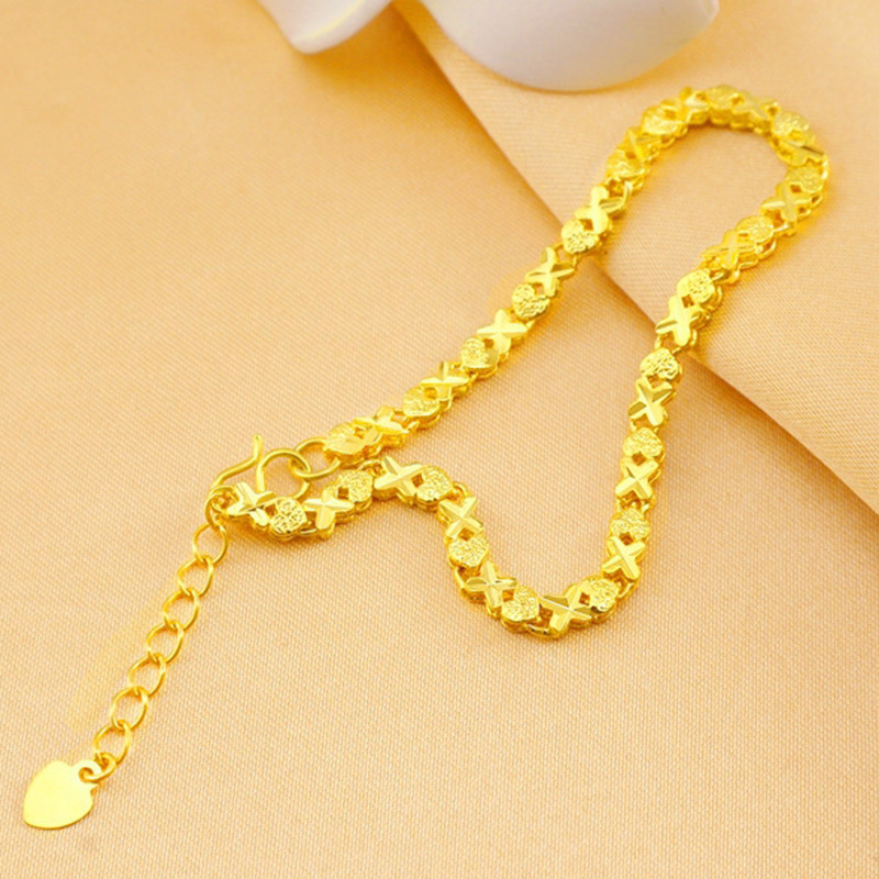 Copper gold plated lucky bracelet Vietnam gold imitation gold fashion love hand jewelry wedding bride jewelry wholesale