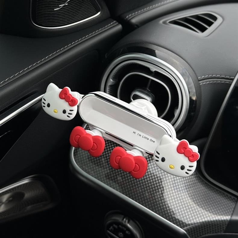 Kt Cat Car Phone Holder Navigation Cute Car Interior Air Vent Decoration Collection Car Fixed Support Stand