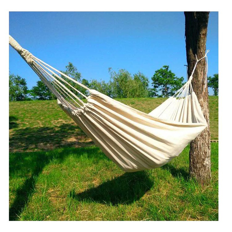 Fuente de la fábrica de lona blanca hamaca al aire libre al por mayor color sólido 2 M Individual Doble hamaca al aire libre orden de comercio exterior