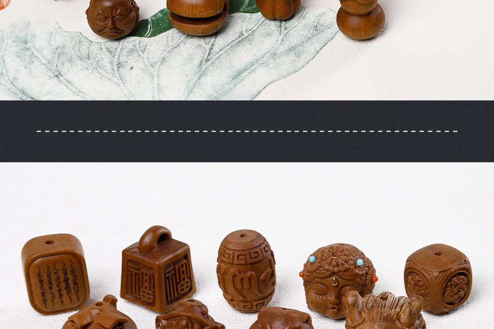 Old Mountain Sandalwood Carved Vintage Chinese Style Beaded Accessories Handmade DIY Bracelet Spacer Beads Pendant
