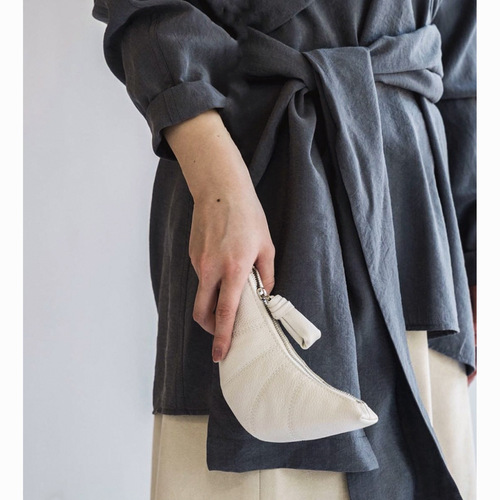 Export to France, small batch croissant, ins men and women's first layer cowhide zero wallet portable red envelope handbag 