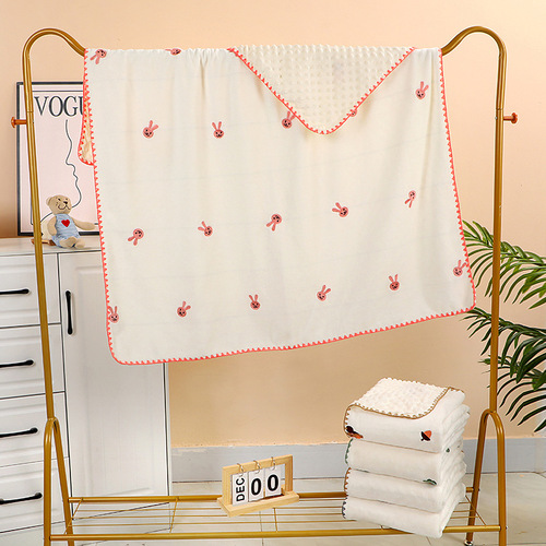 Baby Blanket Milk Fleece Embroidered Soft Skin-Friendly Soothing Blanket Spring and Autumn Children's Towel Blanket Office Air Conditioner Blanket