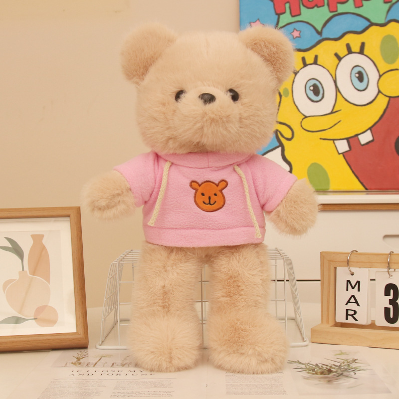 Vestido de visón dorado, pajarita, oso de peluche, muñeco de peluche, muñeca de oso, juguete para niños, regalo para novio y novia