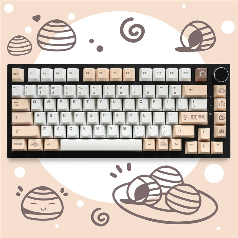 Taro Crisp Small Full Set Mechanical Keyboard Keycaps 129 Keys Pbt Five-Sided Sublimation Cherry Original Profile Taro Crisp Small Full Set Mechanical Keyboard Keycaps 129 Keys Pbt Five-Sided Sublimation Cherry Original Profile