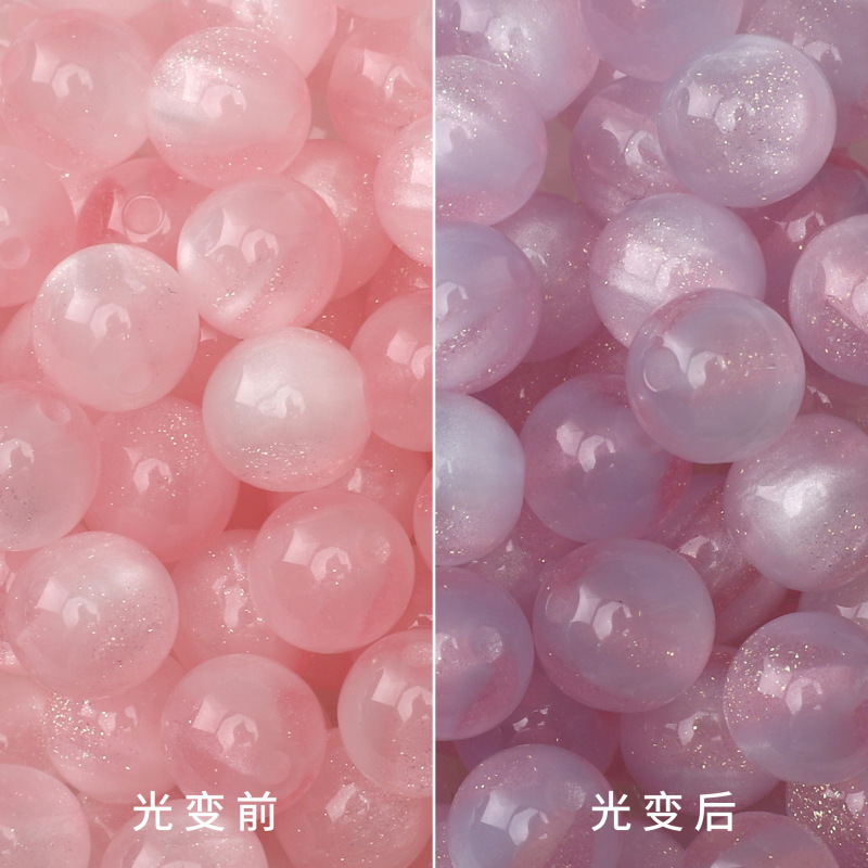 【月落星辰】10mm光温变树脂圆珠直孔散珠子diy手工串珠项链材料|undefined