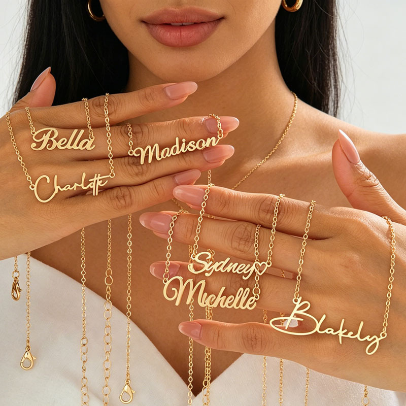 fashionable necklace stainless steel with letters