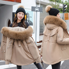 女士棉衣中長款派克服女2021冬季新款韓版加絨寬松保暖棉服厚外套