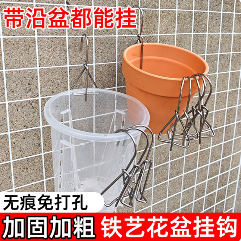 Qingshan Pot Hook Wall-Mounted Phalaenopsis Hook Hanging Orchid Stainless Steel Hanging Terracotta Flower Pot Holder Hook