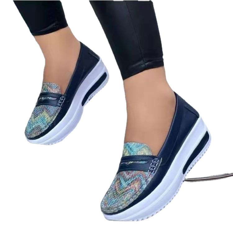 Women's Shoes large size new summer color matching casual single shoes for women round toe low top wedge heel fashionable toad shoes _voghion.com