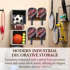 木质球拍收纳架壁挂式乒乓球展示架实木羽毛球拍整理架