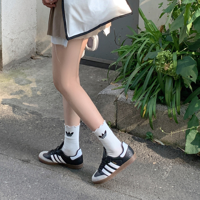 Clover Adid Socks Women's Autumn Solid Color Cotton Mid-Tube Socks European Fashion Personalized Student Sports Socks