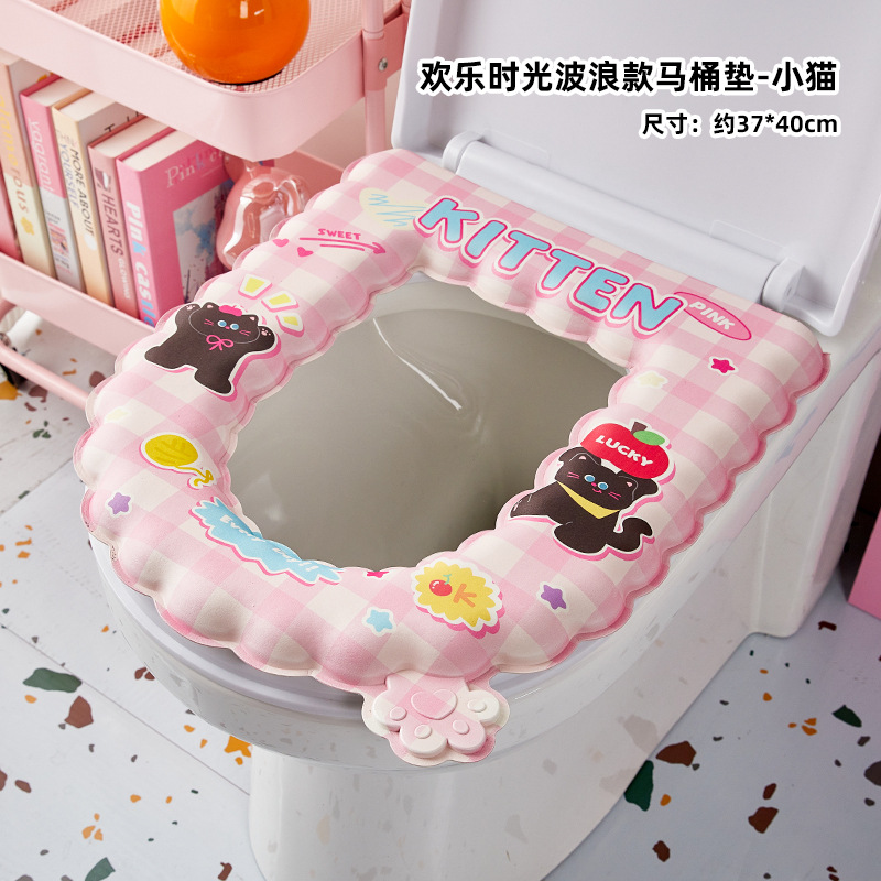 Hermosa almohadilla de inodoro impermeable cuatro estaciones Eva suave y gruesa almohadilla de inodoro de la niña corazón no lavable pegatinas de inodoro doméstico