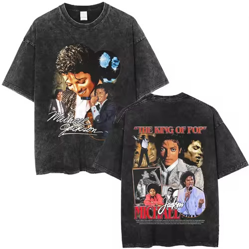 Michael Jackson, the King of Pop, Vintage Washed Print T-Shirt, Unisex, Retro Gothic
