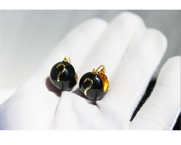 Fashion Personalized Black Enamel Drip Glazed Ball Tridimensional Gold Tiger Earrings display picture 3