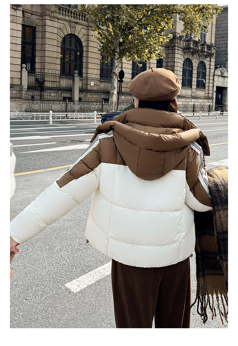 2024 autumn and winter new color blocking splicing short down for women's foreign trade internet celebrity live_voghion.com