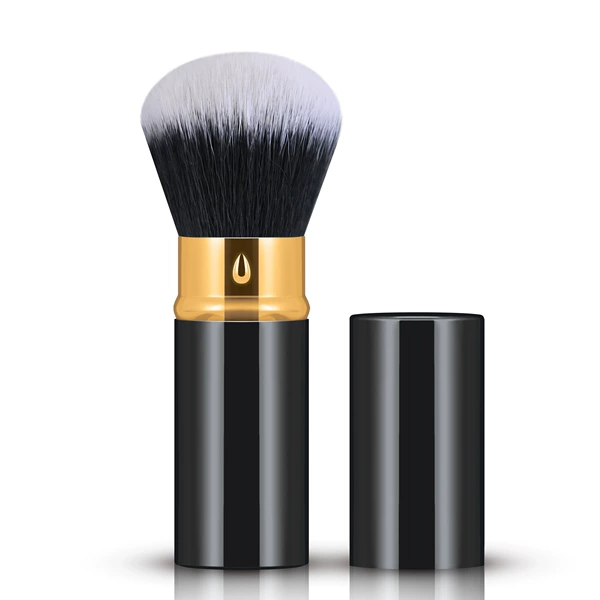 Black retractable brushed gold circle-black background with white peak hair 8.8*2.3cm