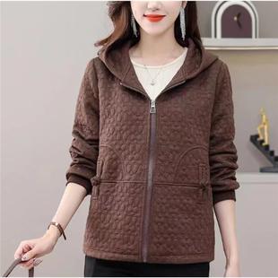 2025 Spring and Autumn Fashion Loose Slimming Hooded Embossed National Style Buckle Zipper Coat Moms Jacket Top