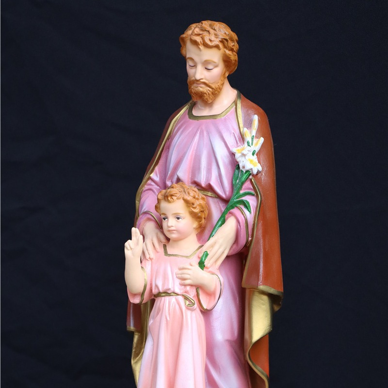 50cm fuera de José abrazó a un niño mirando la estatuilla de la iglesia de la casa decoración de la estatuilla de la sala de estar