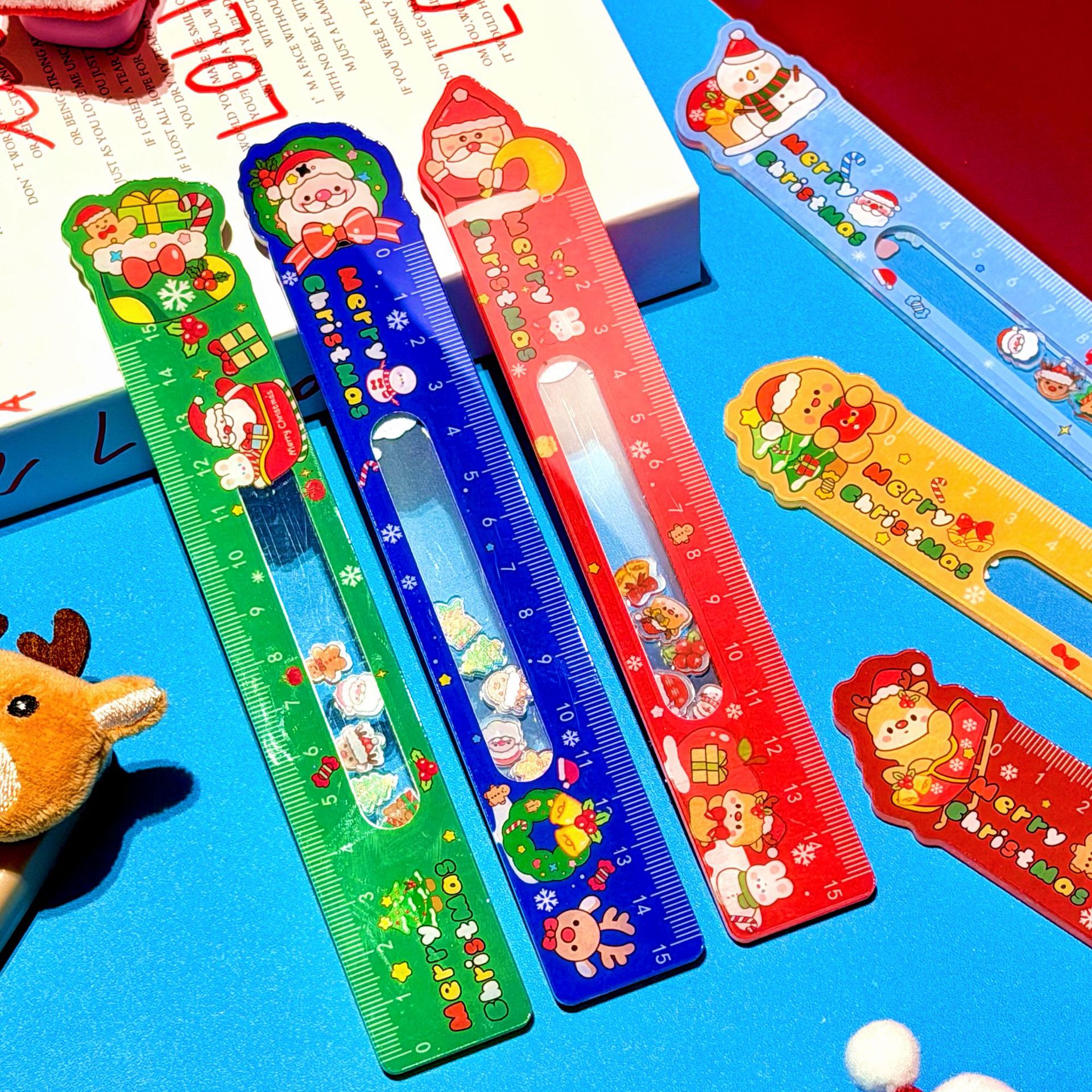 Regalos de Navidad reglas rectas de alto valor nominal reglas de 15cm reglas de dibujo de compresión reducida reglas de papelería para estudiantes de primaria