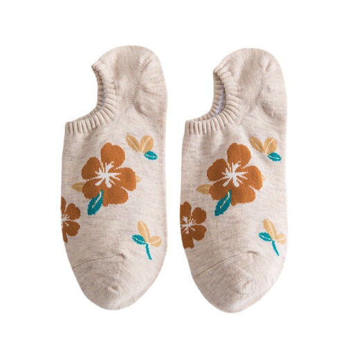 Spring and summer socks for women ins trendy boat socks thin small flower shallow mouth socks sweat-absorbent and breathable women's invisible socks