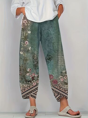 Independent website Temu: Spring/Summer European and American-style women's loose casual pants with digital prints, in European and American style.