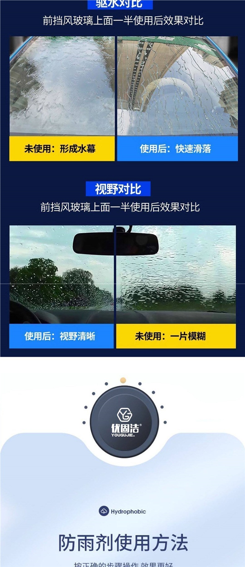 Anti-fog agent for winter car windshields and windows, long-lasting anti-fog spray for car interiors and rearview mirrors, rainproof spray