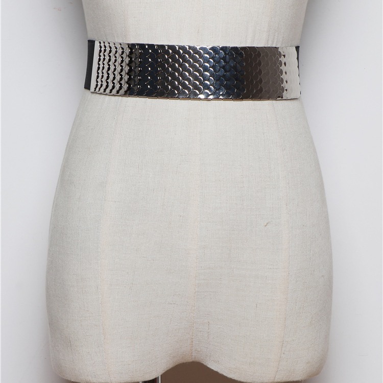 Cinturón Ancho Elástico para Mujer de Metal y Elástico Decorativo para Vestidos image 7