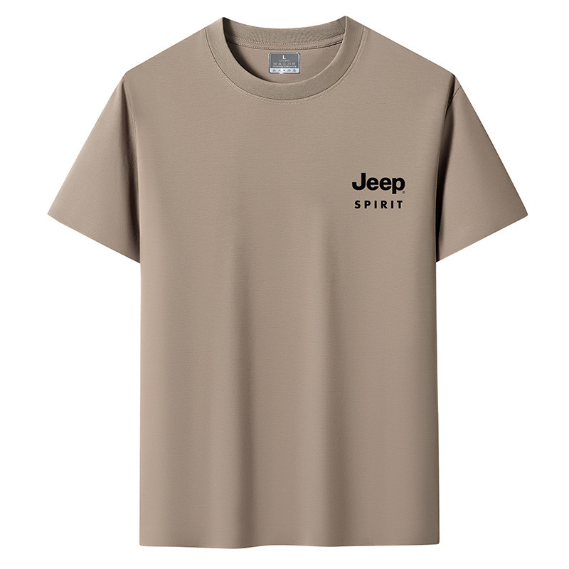 Jeep Spirit Short-Sleeved T-Shirt Men's New Round Neck Loose Large Size Bottoming Shirt Men's Half-Sleeved Undershirt 1305