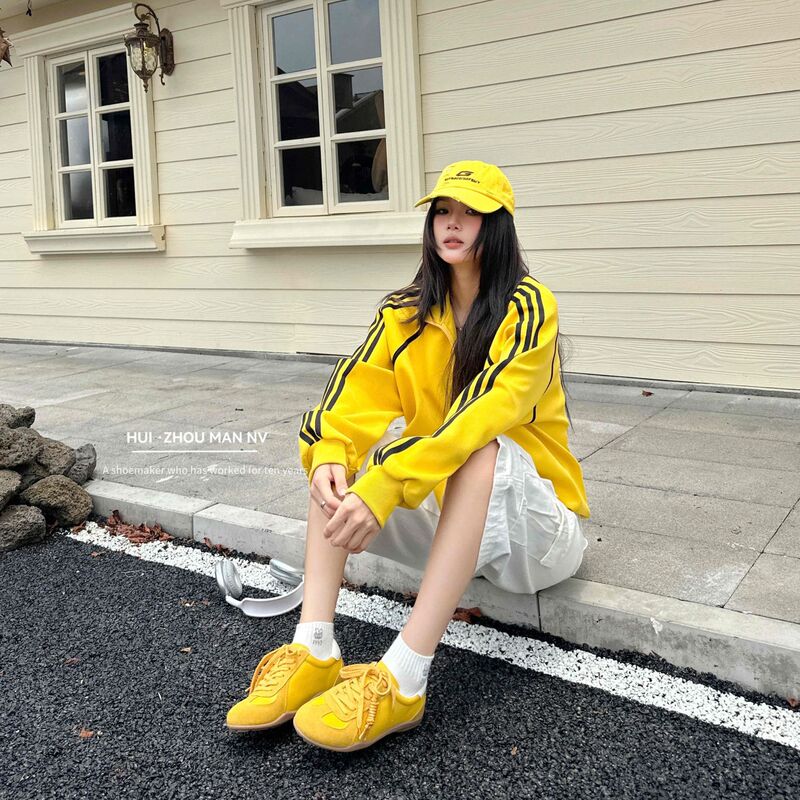 真皮复古内增高德训鞋女2025新款百搭休闲运动鞋拼色阿甘鞋板鞋女|undefined