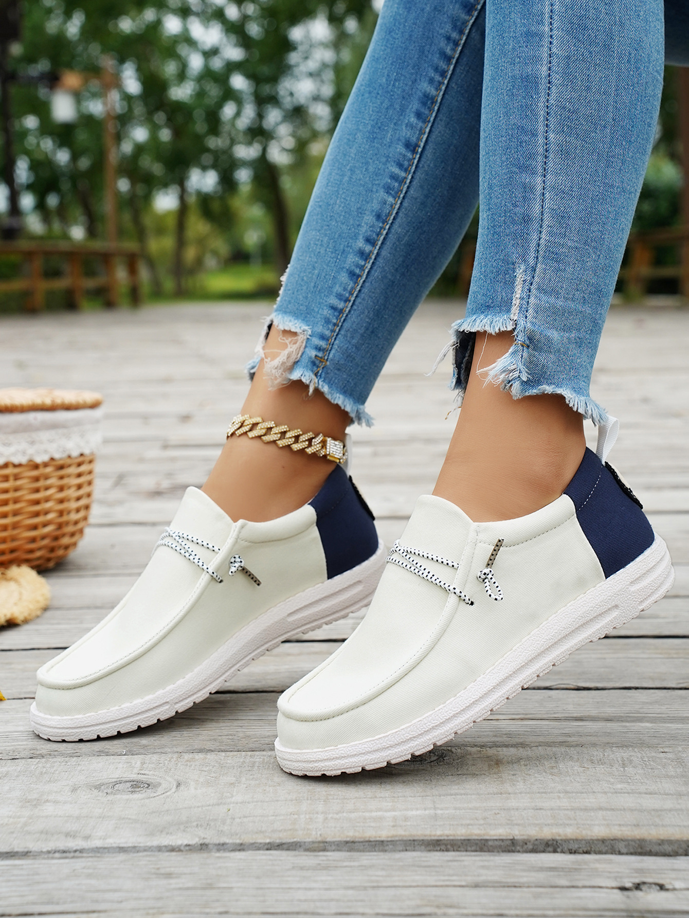 Dames comfortabele instappers color block platte nette schoenen_voghion.com