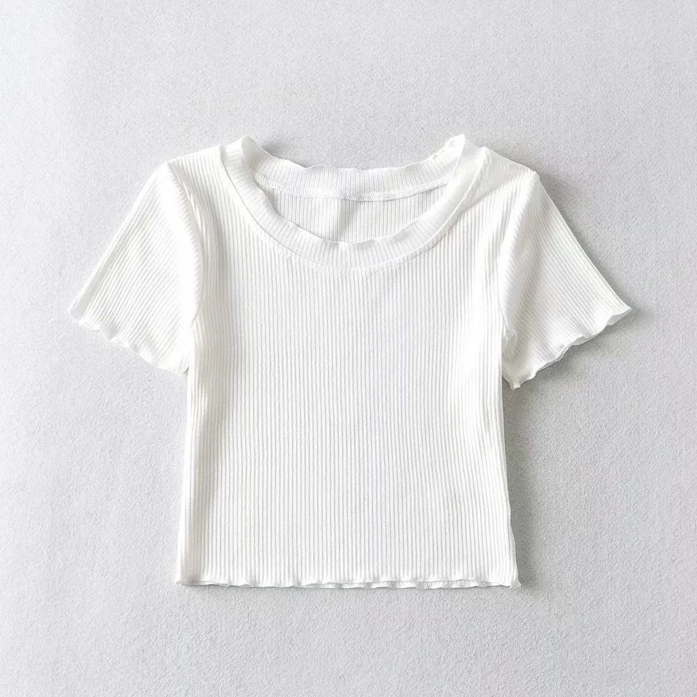 round neck solid color short-sleeved T-shirt NSHS45029