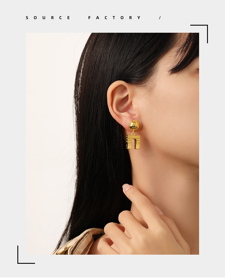 Retro U Shape Copper Plating Drop Earrings 1 Pair