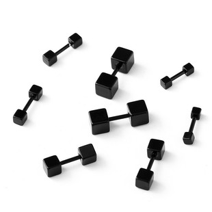 Qiao'An's Same Korean Square Dumbbell Earrings Titanium Steel Medical Earrings Small Earrings Earrings Dress Accessories Wholesale