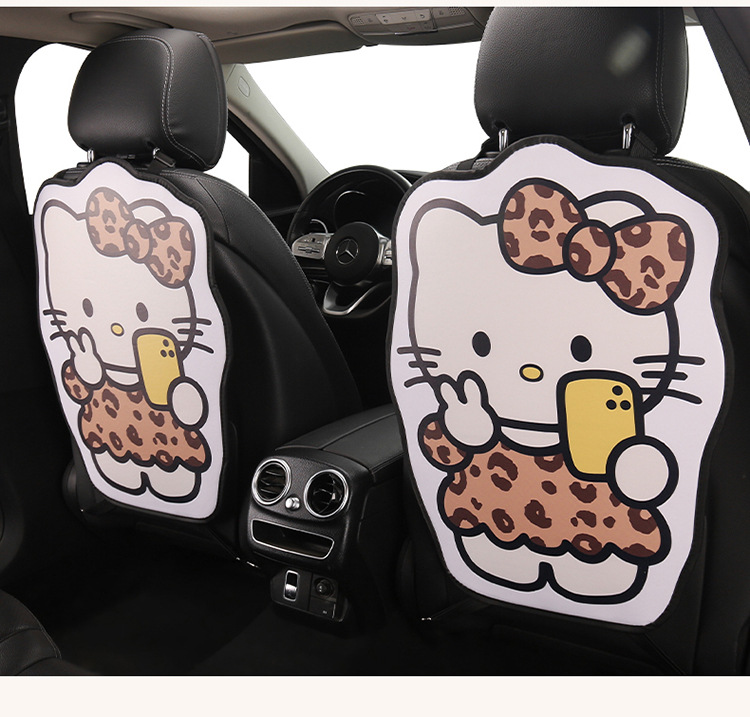 Car Anti-Kick Mat Cartoon Anti-Kick Mat Leopard Print Kt Cat Long Anti-Kick Mat for the Back of the Seat Anti-Dirt Rear Seat Universal