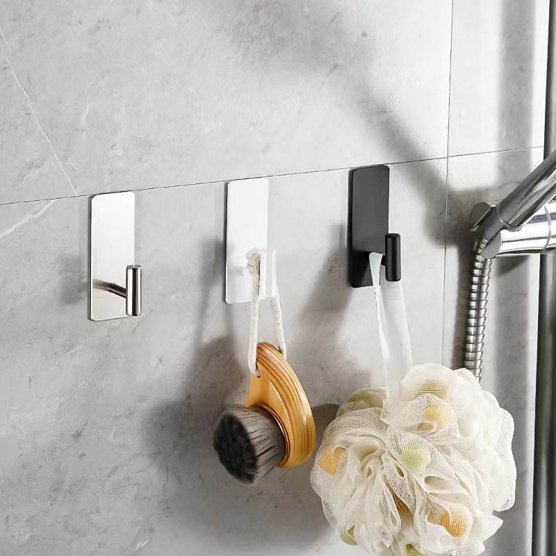 Gancho sin punzonado de acero inoxidable adhesivo fuerte pared de la cocina soporte de carga gancho colgante de pared ropa gancho de metal de uñas sin costura