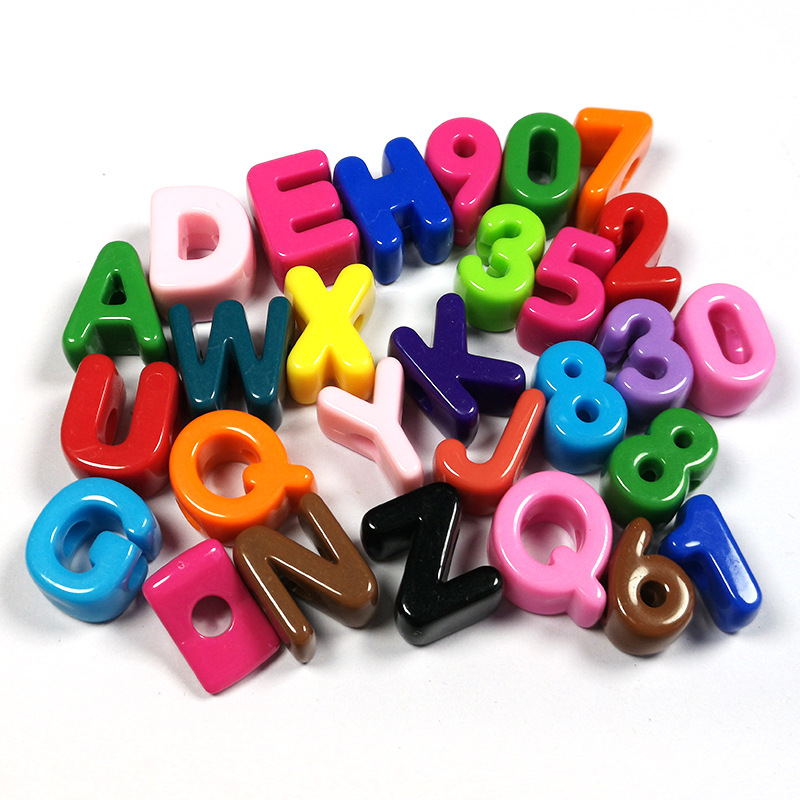 diy实色字母珠diy大孔字母珠异性珠串珠笔车挂手机链包链饰品配件