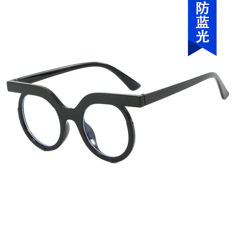 Round Owl Anti-Blue Light Flat Mirror 2024 New Women's European and American Personalized Glasses Frame Can Be Matched with Glasses Frames