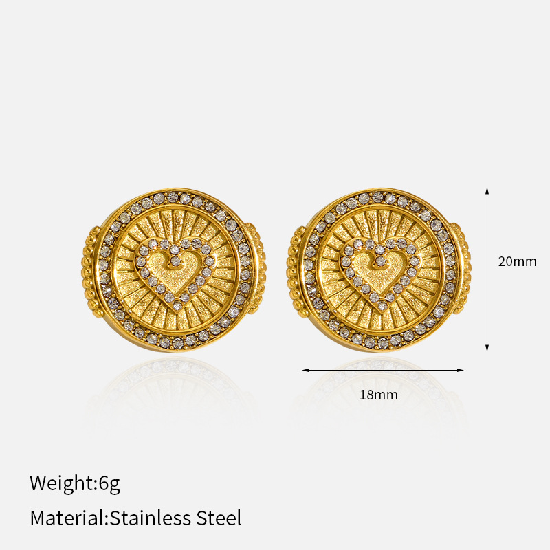 10g Weight 304 Stainless Steel Ear Needle Material Ear Studs Classification 1 Pair Quantity Casual, Holiday, Daily Occasion 304 Stainless Steel Material Cross, Round, Heart Shape Pattern All Seasons Season Women's Gender Polished Finish Elegant, Retro Style 1 Pair Elegant Retro Cross Round Heart Shape 304 Stainless Steel Ear Studs 8