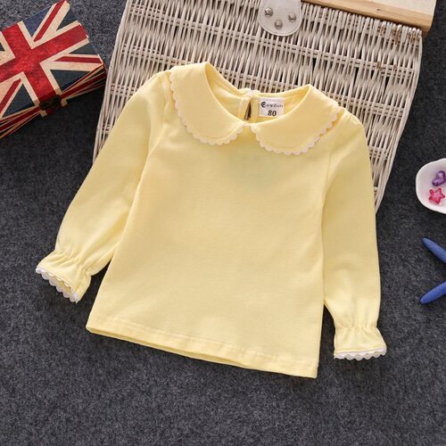 Girls 'Korean style small plaid shirt, baby autumn clothes, solid color, new children's Western-style cotton long-sleeved shirt shirt
