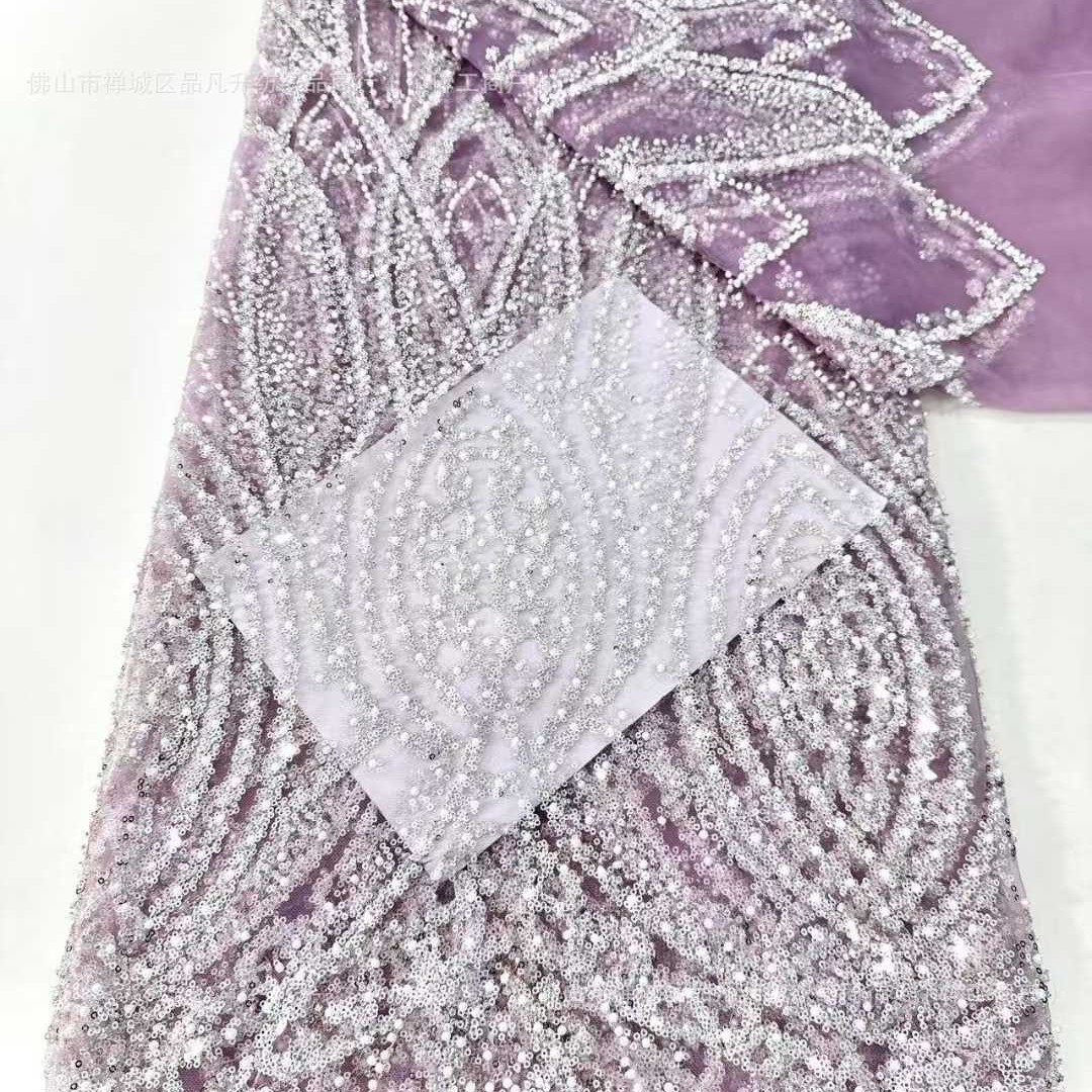 Tubo de perlas bordado bolsas de perlas tela de sequilla Europa y América Gao Ding Fairy vestido de boda vestido de cena vestido de tela image 4